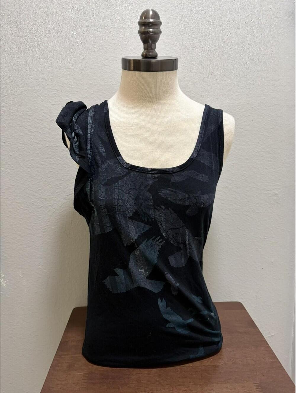 VTG Mudd Asymmetrical Flutter Sleeve Graphic Tank Y2K Grunge